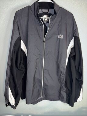 Footjoy Men's Gray & Black Performance Zip Jacket with White Accents hydrolite